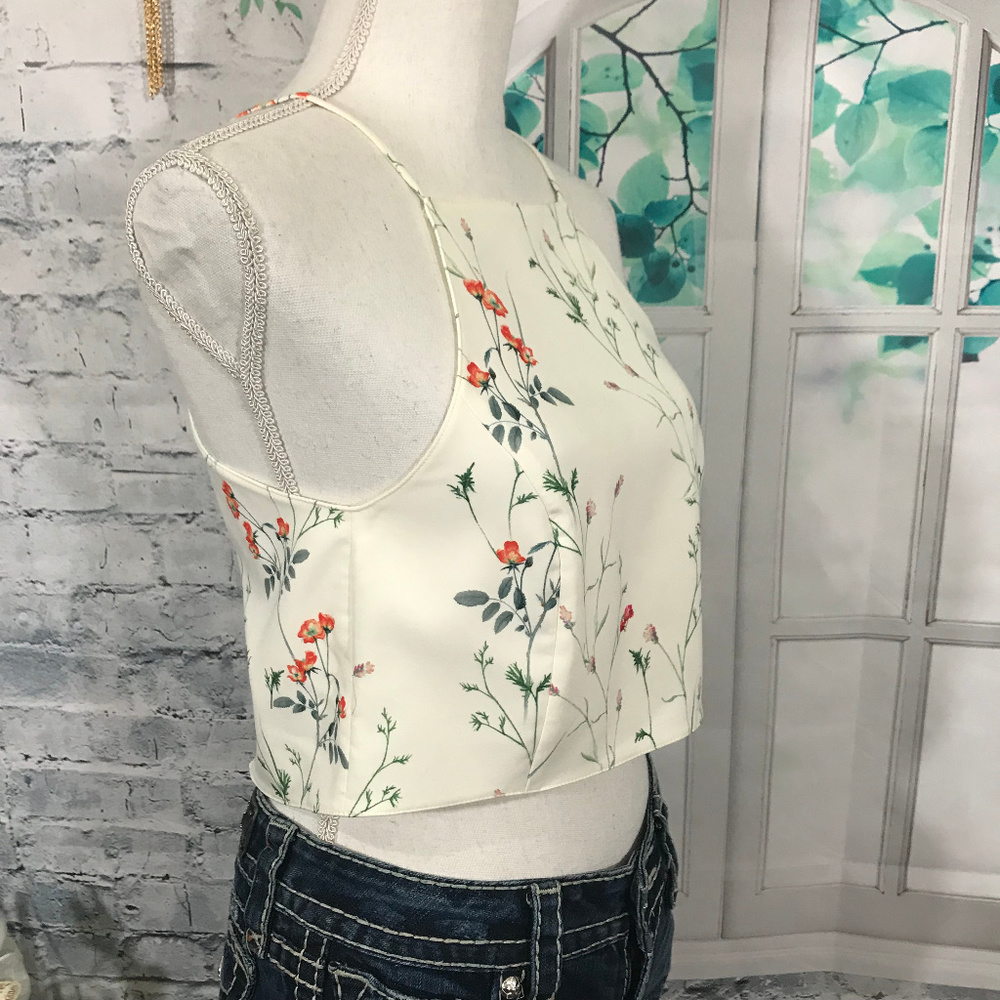 Zara Floral Crop Top Blouse Sz S (C01) - Picture 3 of 8